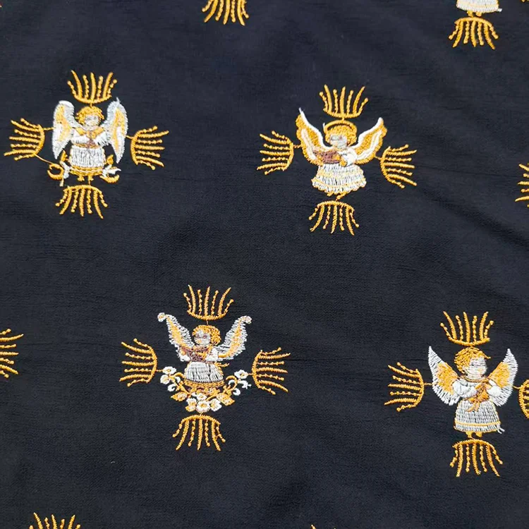 Regal Cherub Embroidered Tencel Ecovero Fabric - 003