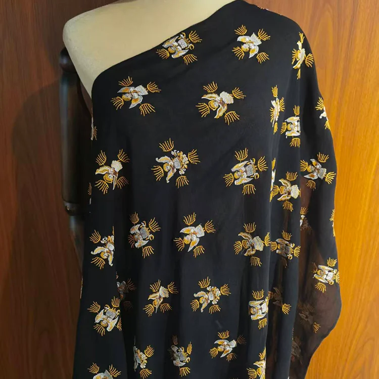 Regal Cherub Embroidered Tencel Ecovero Fabric - 003