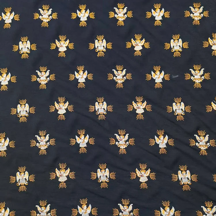 Regal Cherub Embroidered Tencel Ecovero Fabric - 003