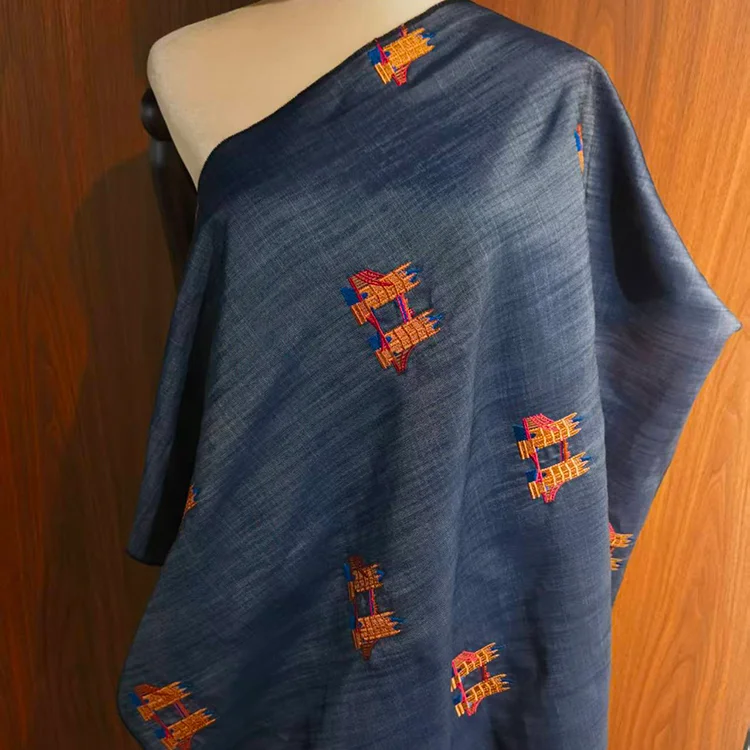 London Tower Bridge Embroidered 100% Tencel Fabric - 007