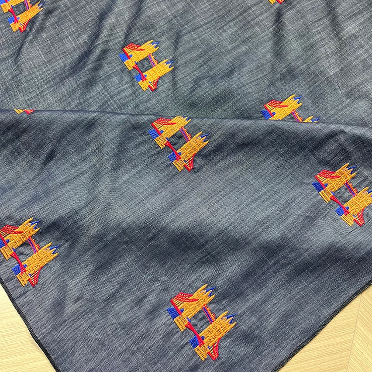 London Tower Bridge Embroidered 100% Tencel Fabric - 007