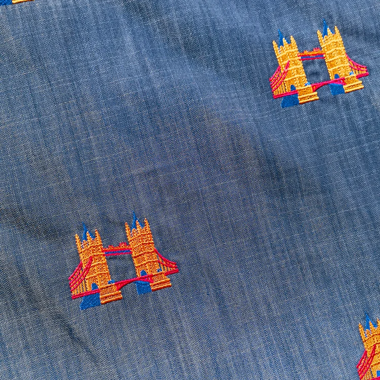 London Tower Bridge Embroidered 100% Tencel Fabric - 007