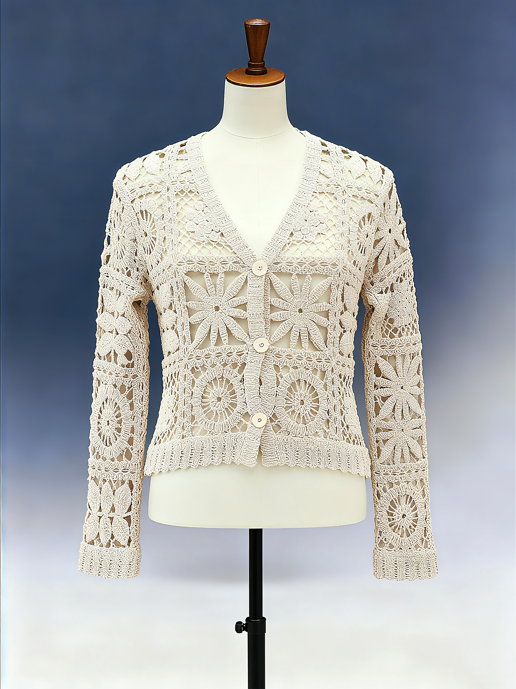 Floral Patchwork Crochet Cardigan - FM0102000012