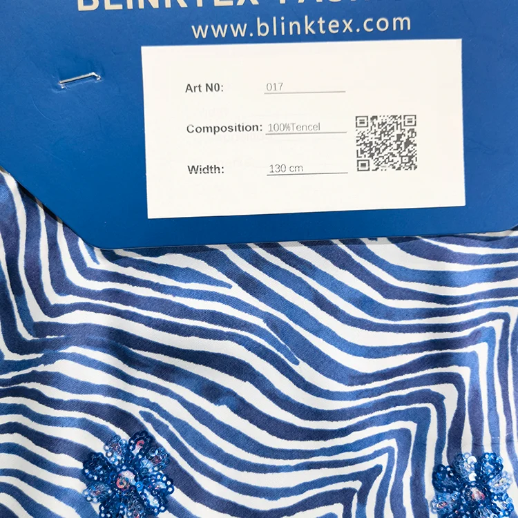 Sequined Floral Zebra Print Tencel Fabric - 017