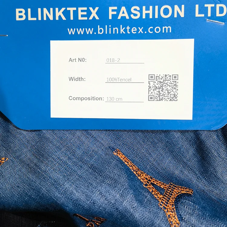 "I Love Paris" Embroidered Tencel Fabric - 018-2