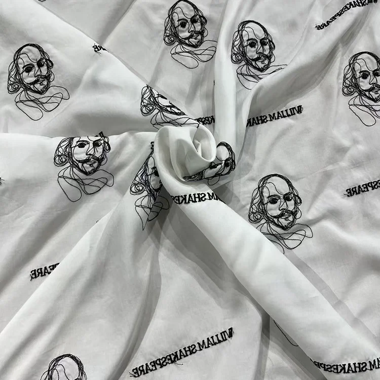 William Shakespeare Embroidery Tencel Fabric - 018-3