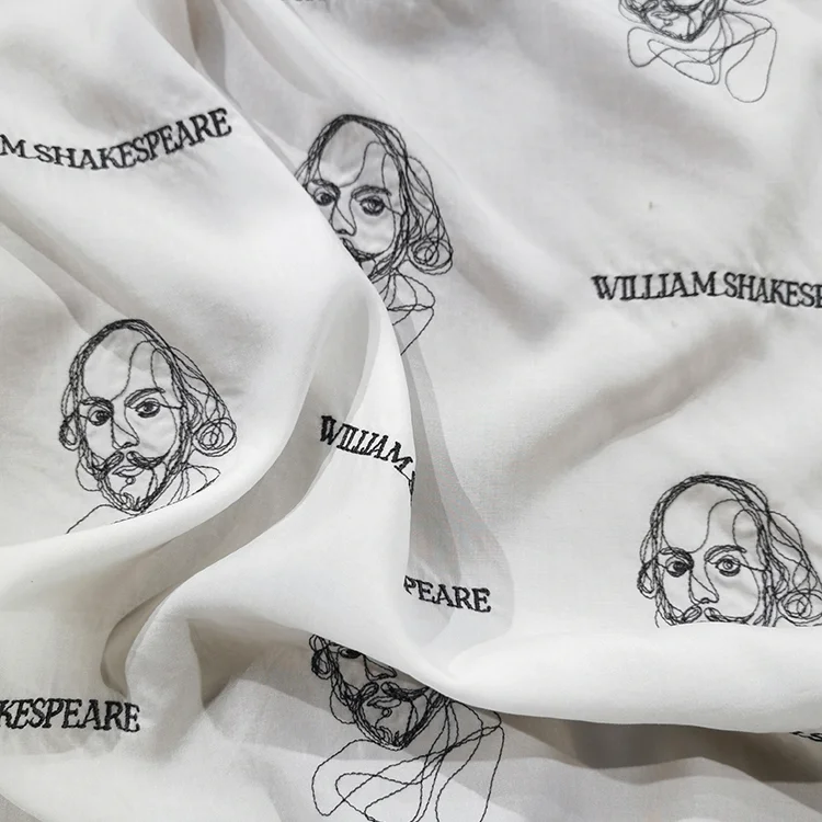 William Shakespeare Embroidery Tencel Fabric - 018-3