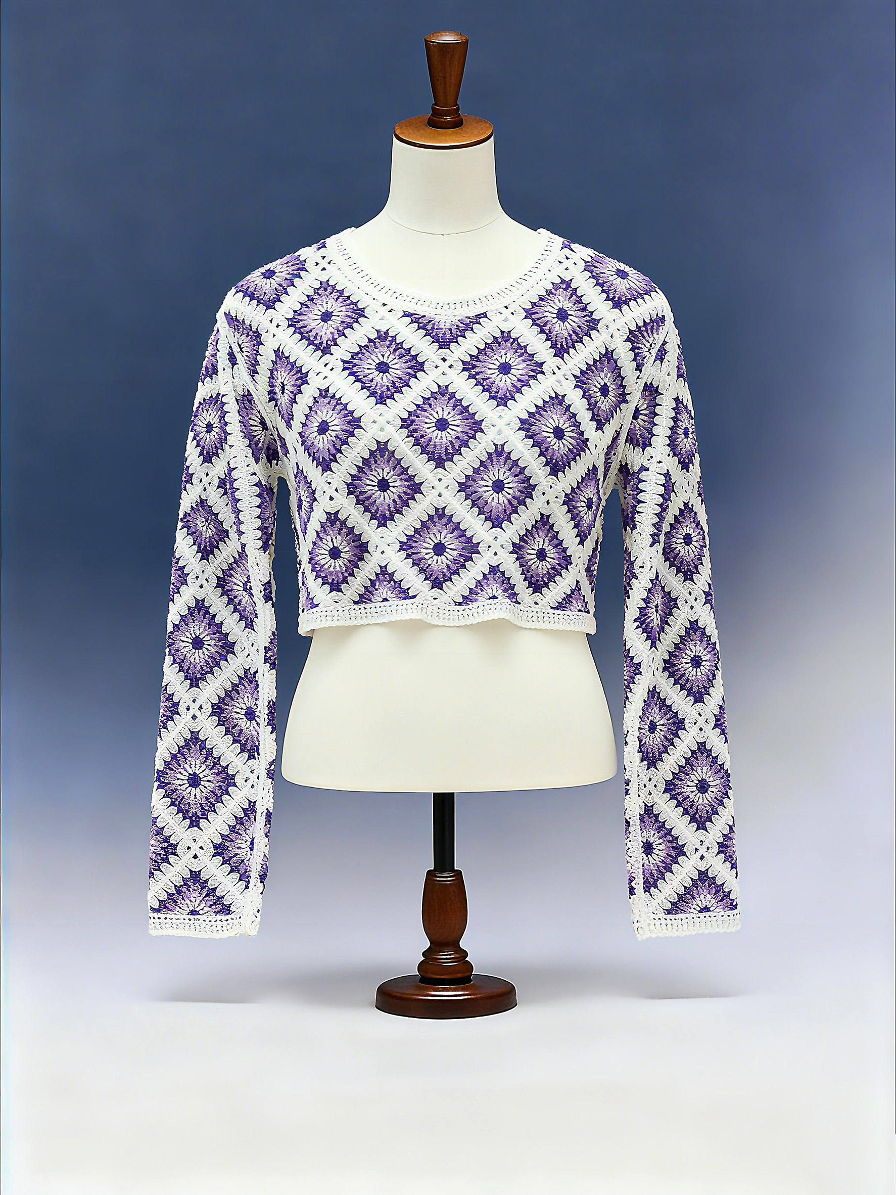 Granny Square Patchwork Crochet Sweater - FM0102000018