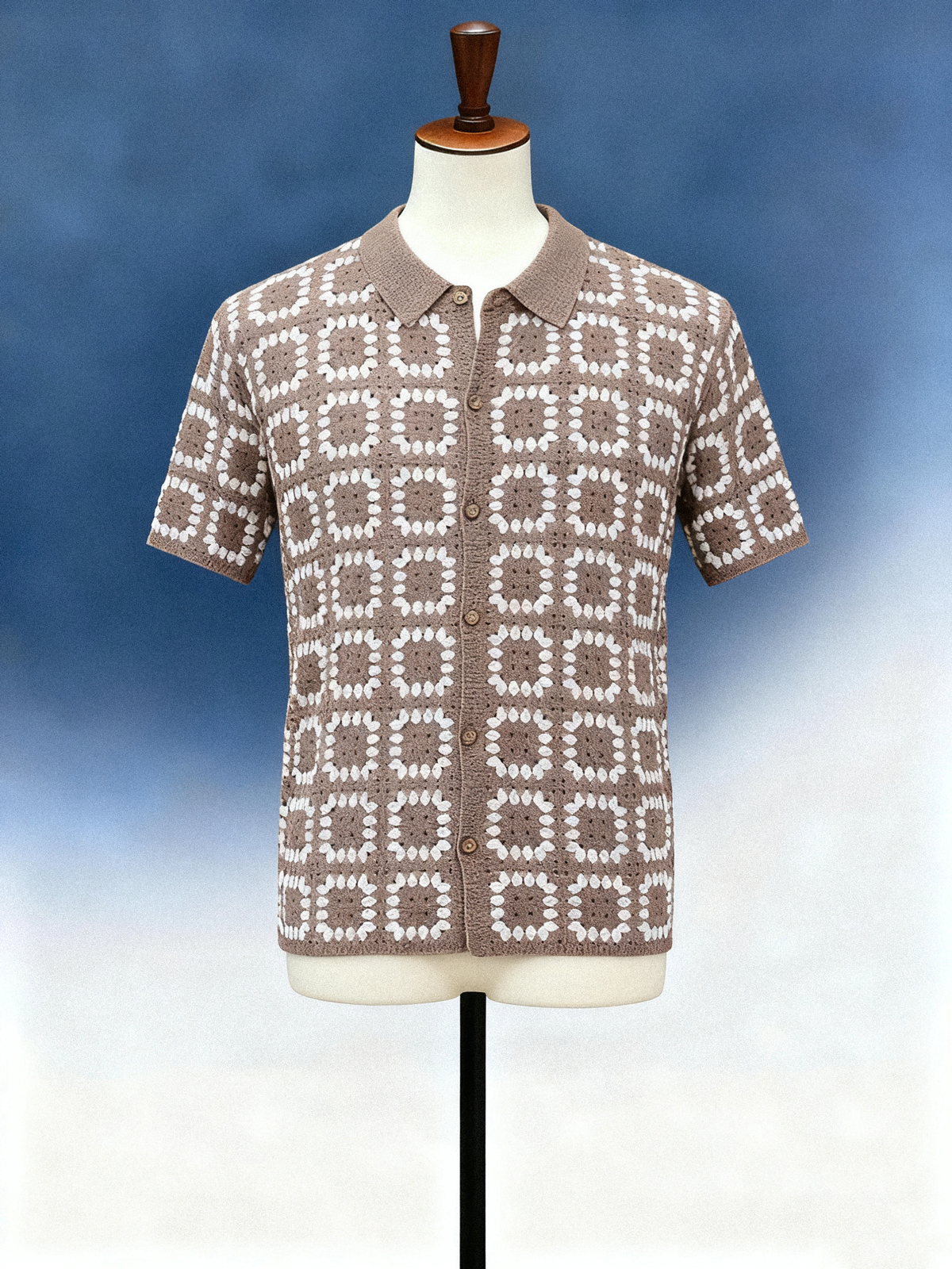 Men's Color Block Crochet Polo - FM0101000020