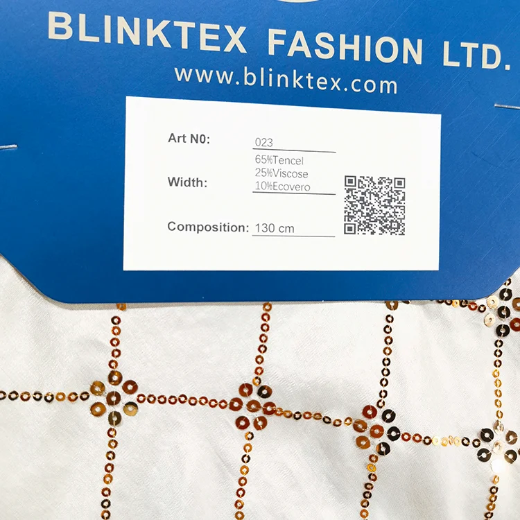 Sequin Lattice Check Tencel Blend Fabric - 023