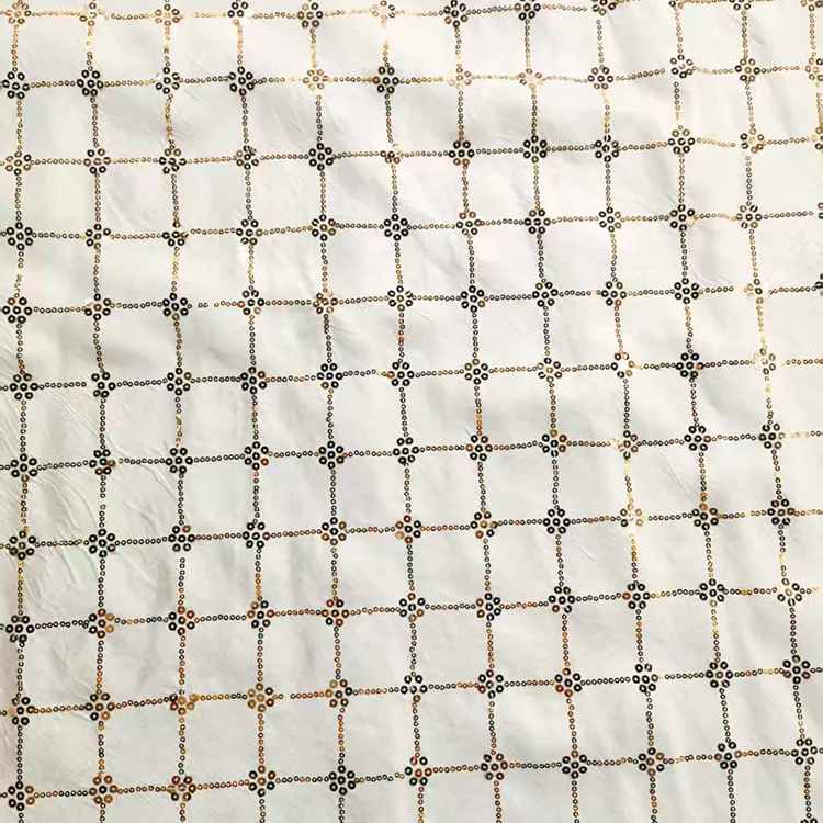 Sequin Lattice Check Tencel Blend Fabric - 023