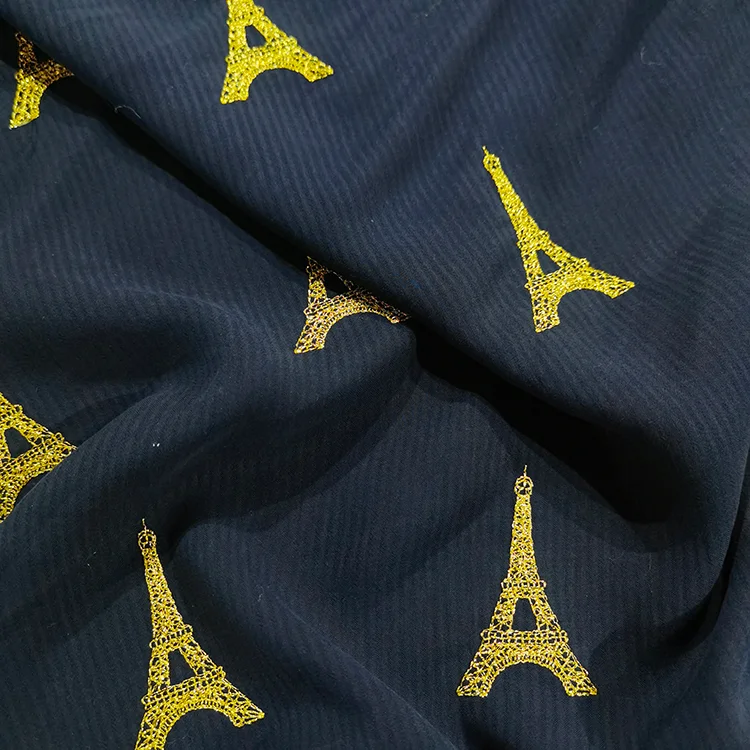 Pink/Red Floral Embroidered Striped Tencel - 027-1