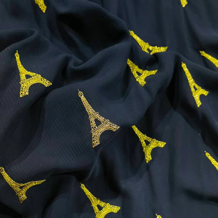 Pink/Red Floral Embroidered Striped Tencel - 027-1