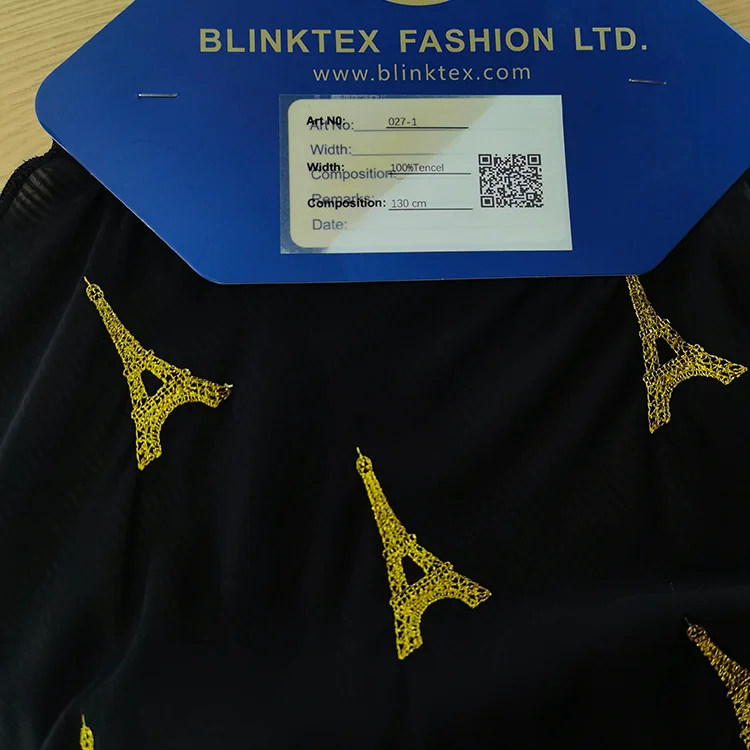 Pink/Red Floral Embroidered Striped Tencel - 027-1