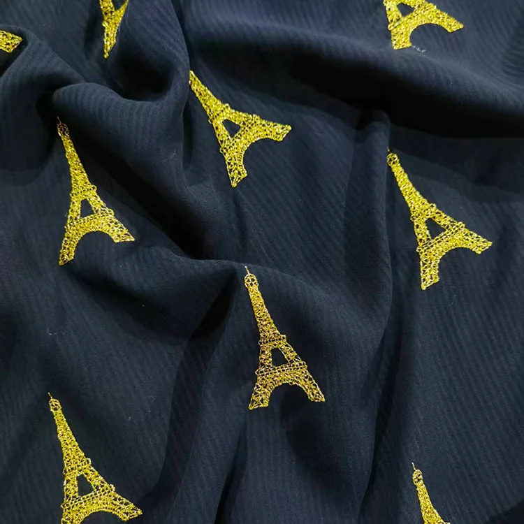 Pink/Red Floral Embroidered Striped Tencel - 027-1