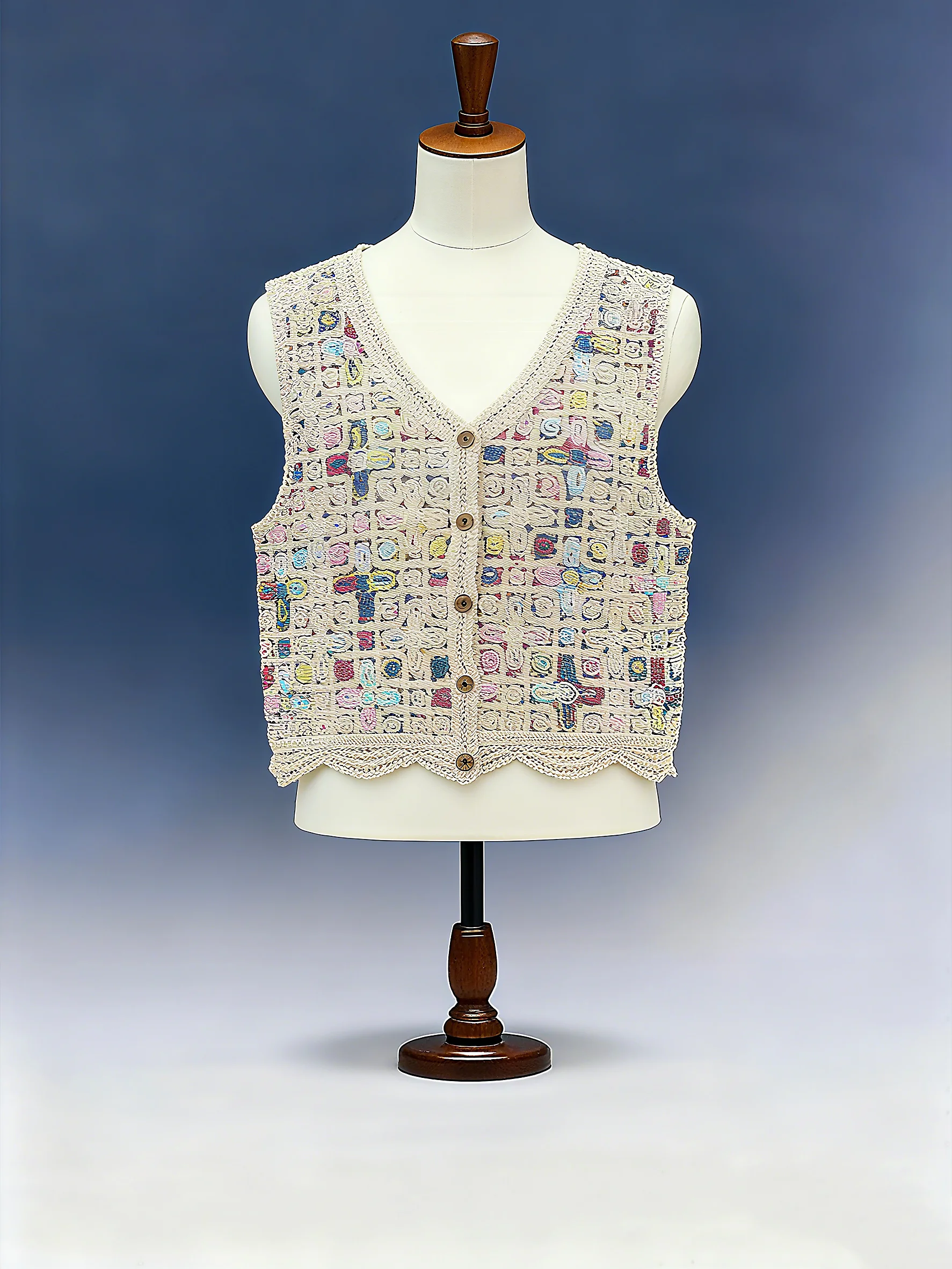 Multi-Color Floral Crochet Vest - FM0102000028