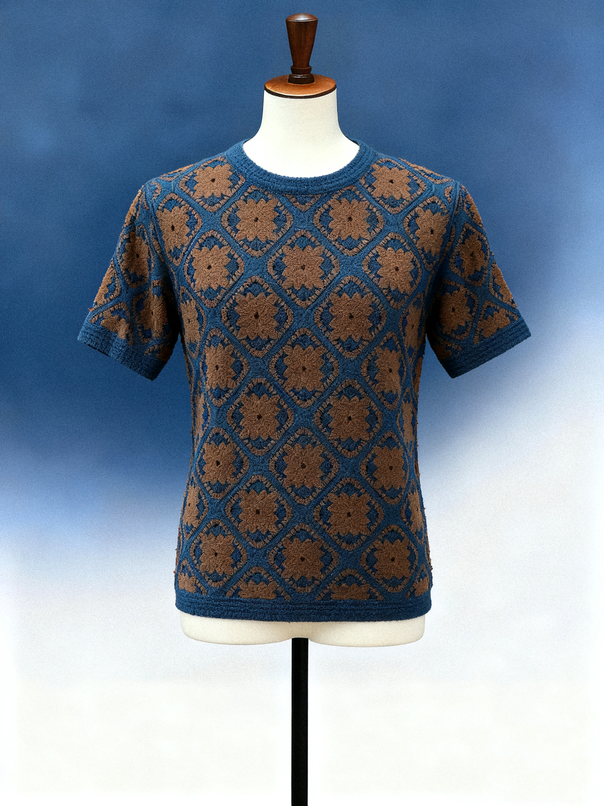 Men's Floral Crochet Camp Collar Shirt - FM0101000037