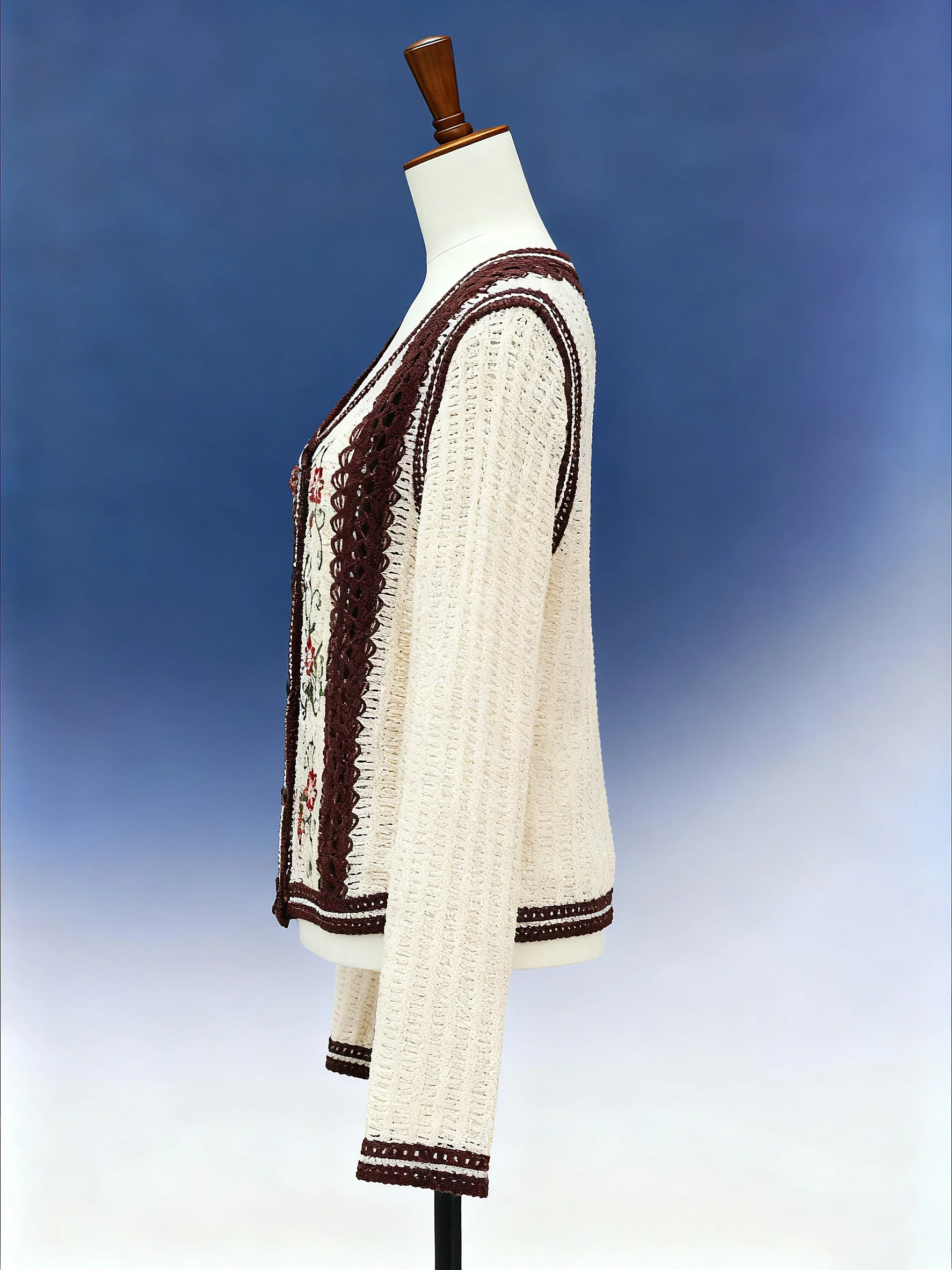 Floral Embroidered Crochet Cardigan - FM0102000041