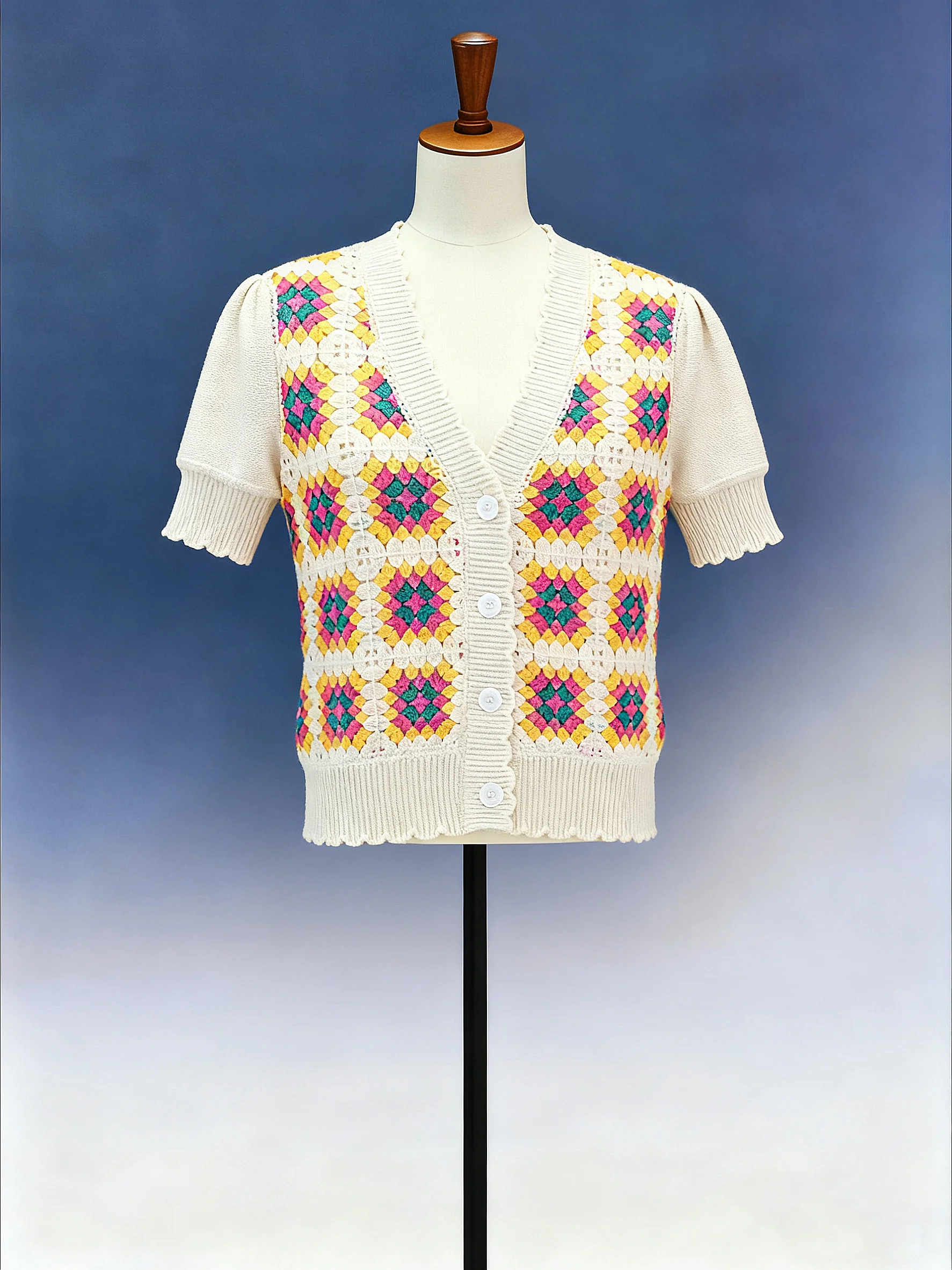 Boho Geometric Crochet Vest - FM0102000045