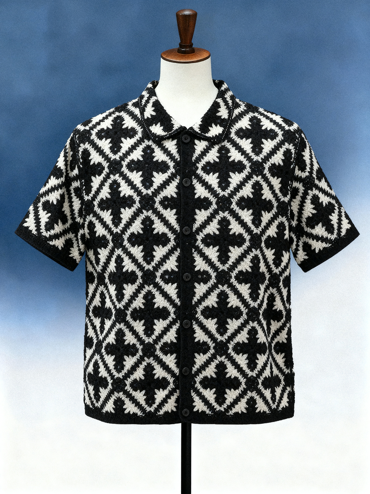 Men's Geometric Graphic Crochet Shirt - FM0101000052