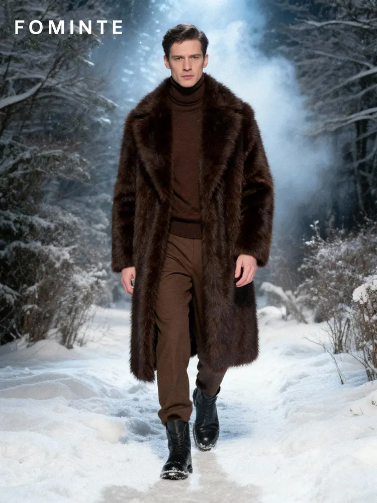 Wholesale Long Faux Mink Fur Robe Coat - FM0202000055