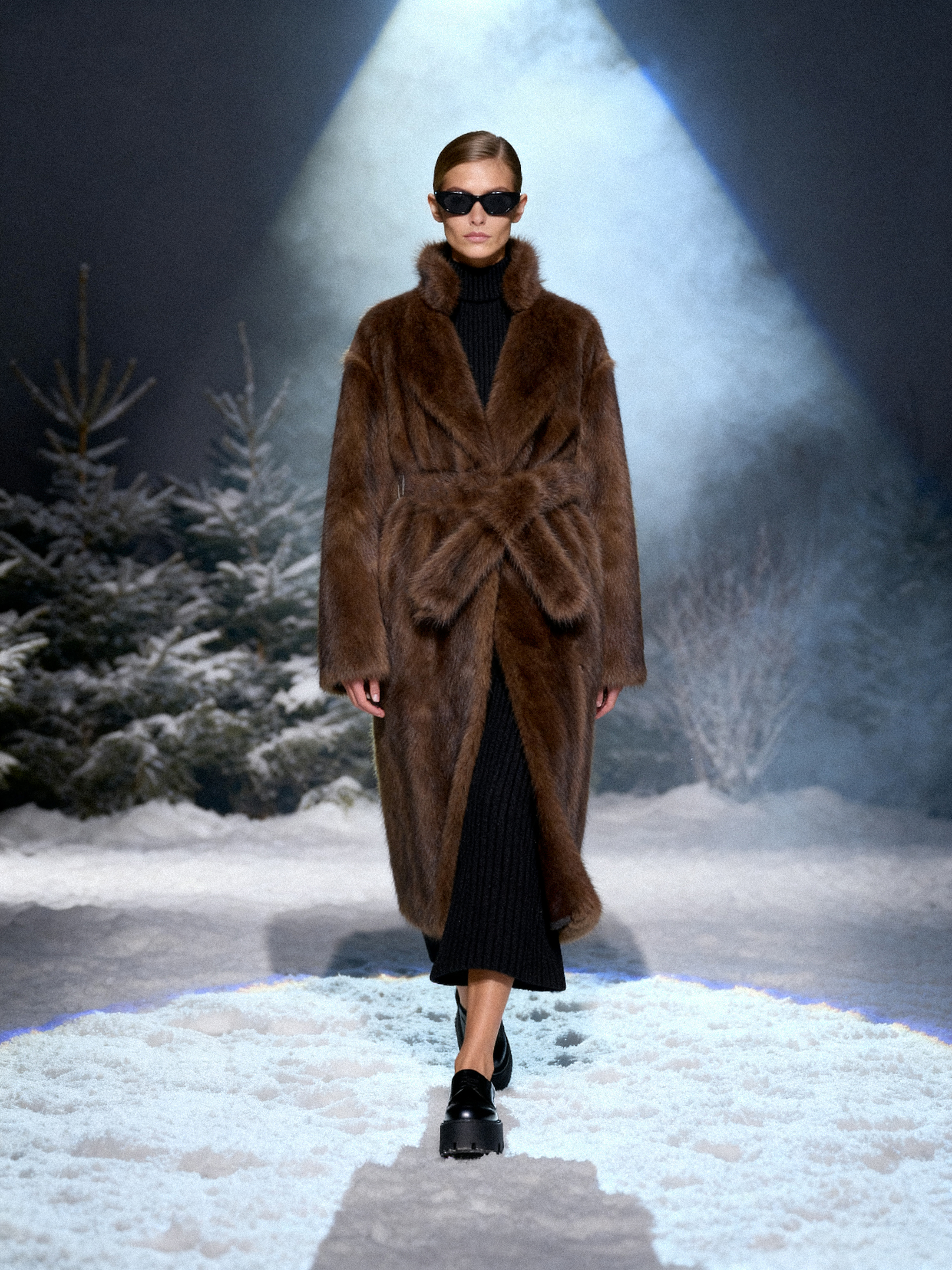 Faux Angora Wrap Coat - FM0202000056