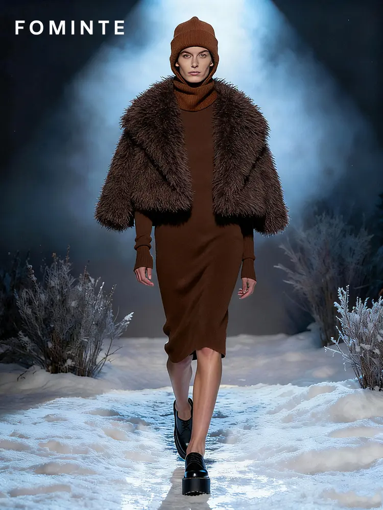 Wholesale Cropped Faux Mongolian Lamb Coat - FM0202000061