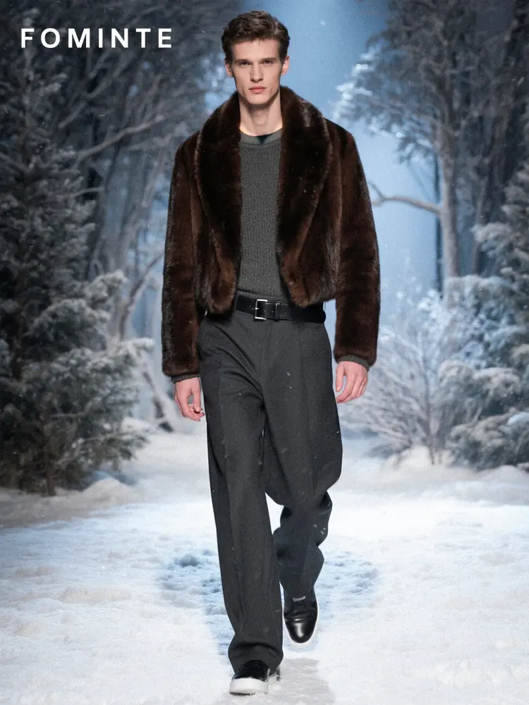 Wholesale Faux Mink Fur Short Coat (Brown) - FM0202000063