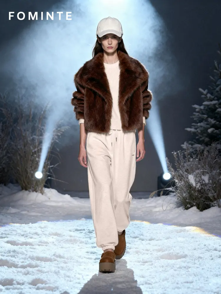Wholesale Faux Mink Fur Short Coat (Brown) - FM0202000063