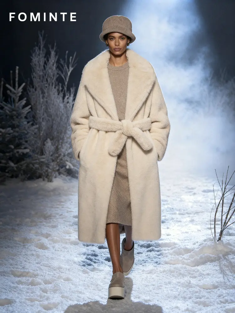 Wholesale Faux Fox Fur Notched Collar Jacket - FM0202000064