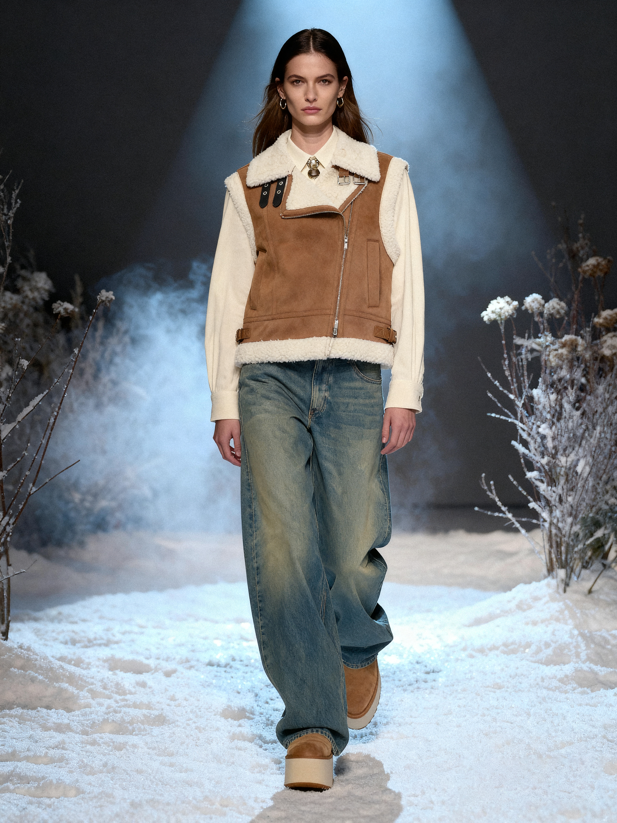 Faux Shearling Biker Vest - FM0302000072