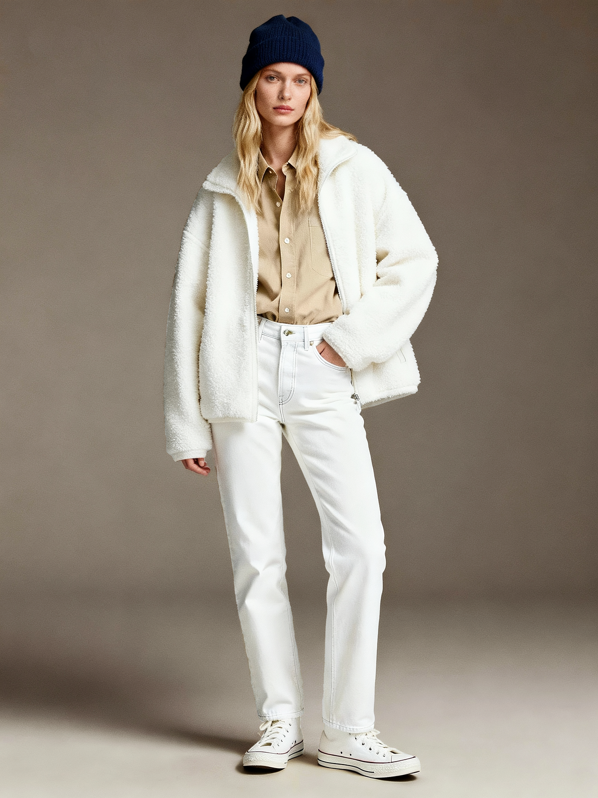 High-Pile Sherpa Fleece Stand-Collar Jacket - FM0302000086