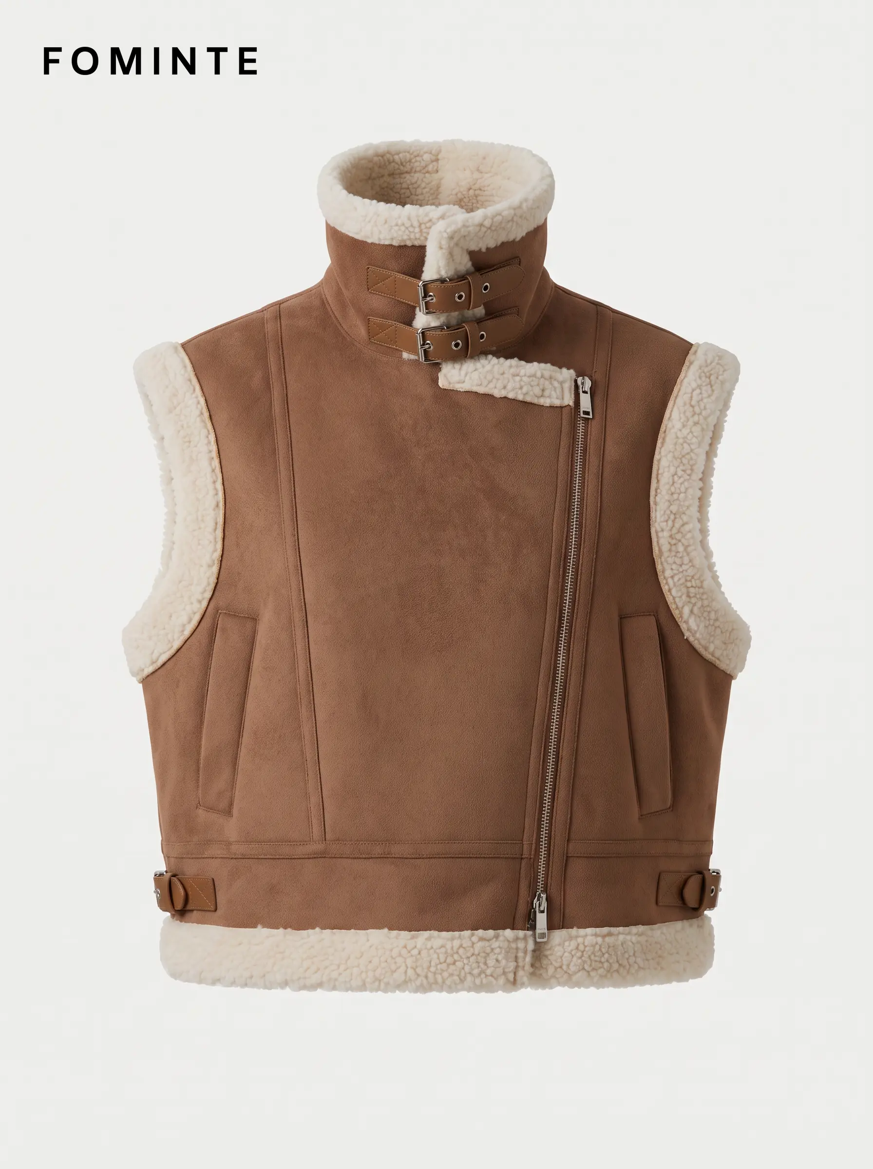 Wholesale Faux Shearling Biker Vest - FM0302000072