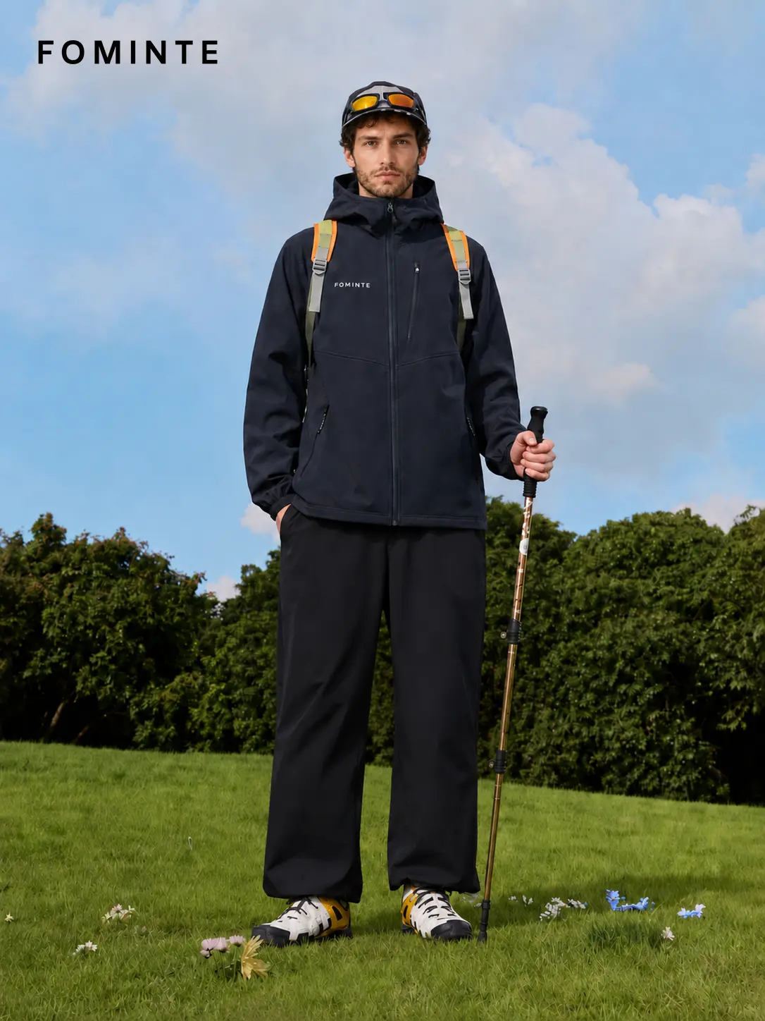 Men's Navy Hooded Outdoor Softshell Jacket