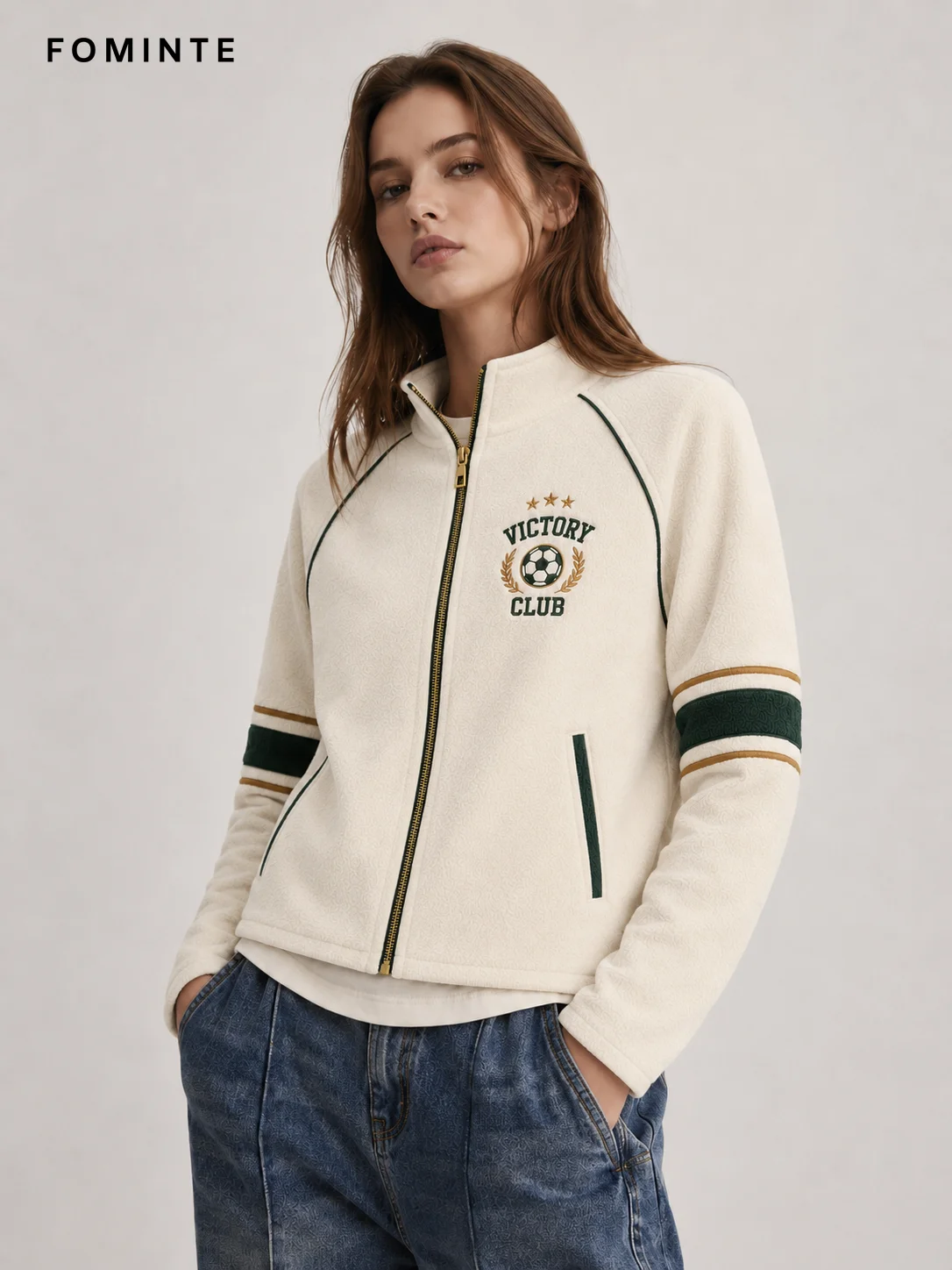 Fleece Stand Collar Cardigan - Solid Color Wholesale Custom Sportswear - FM0802000404-4