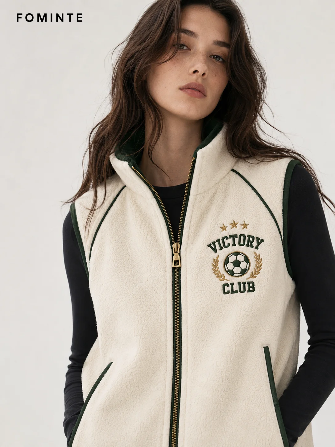 Fleece Stand Collar Vest - Solid Color Wholesale Custom Sportswear - FM0802000404-2