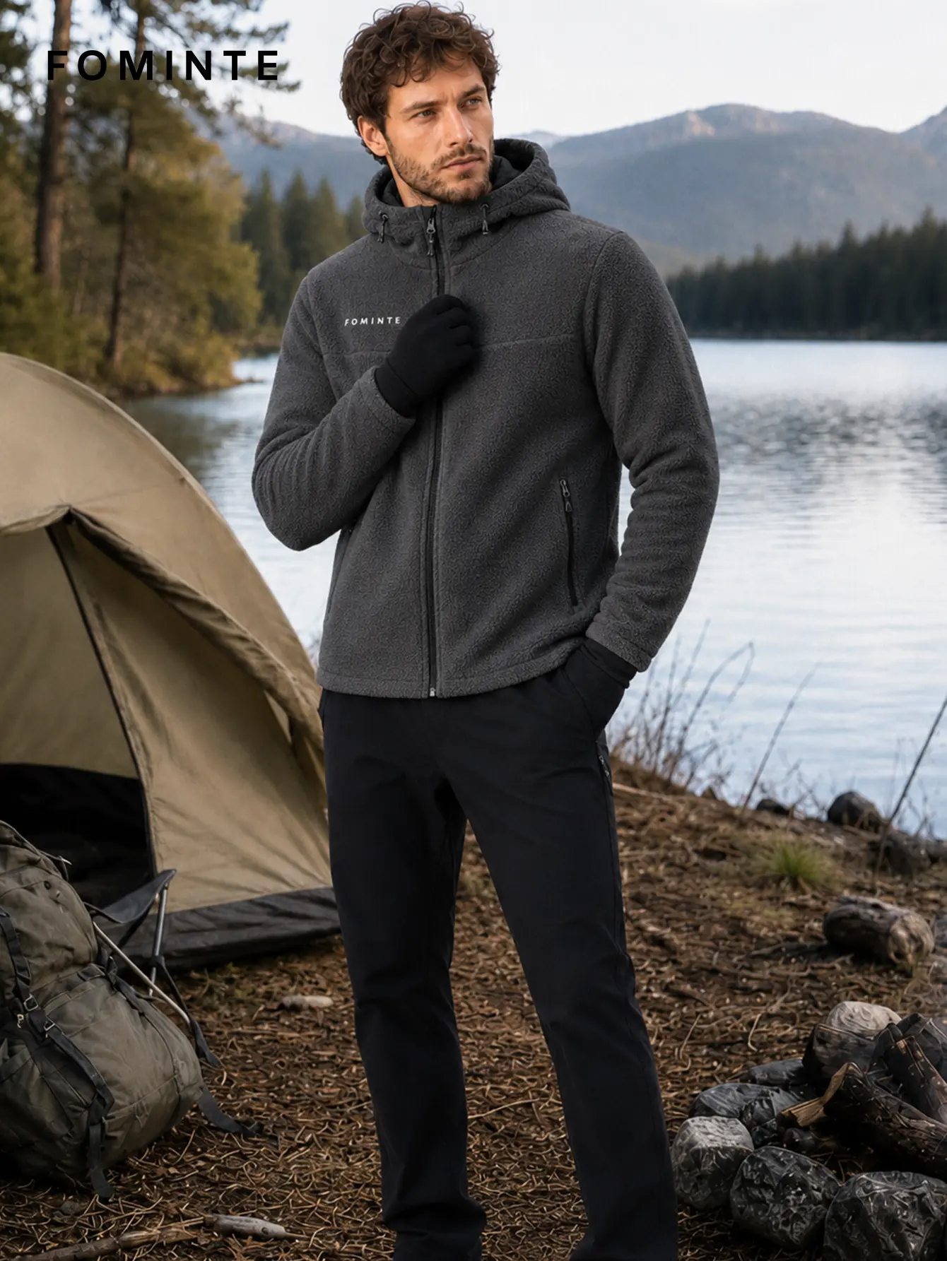 Men's Yukon Yellow Hooded Full-Zip Fleece Jacket