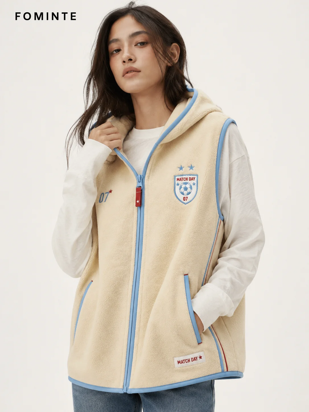 Fleece Hooded Vest - Solid Color Wholesale Custom Sportswear - FM0802000401-2