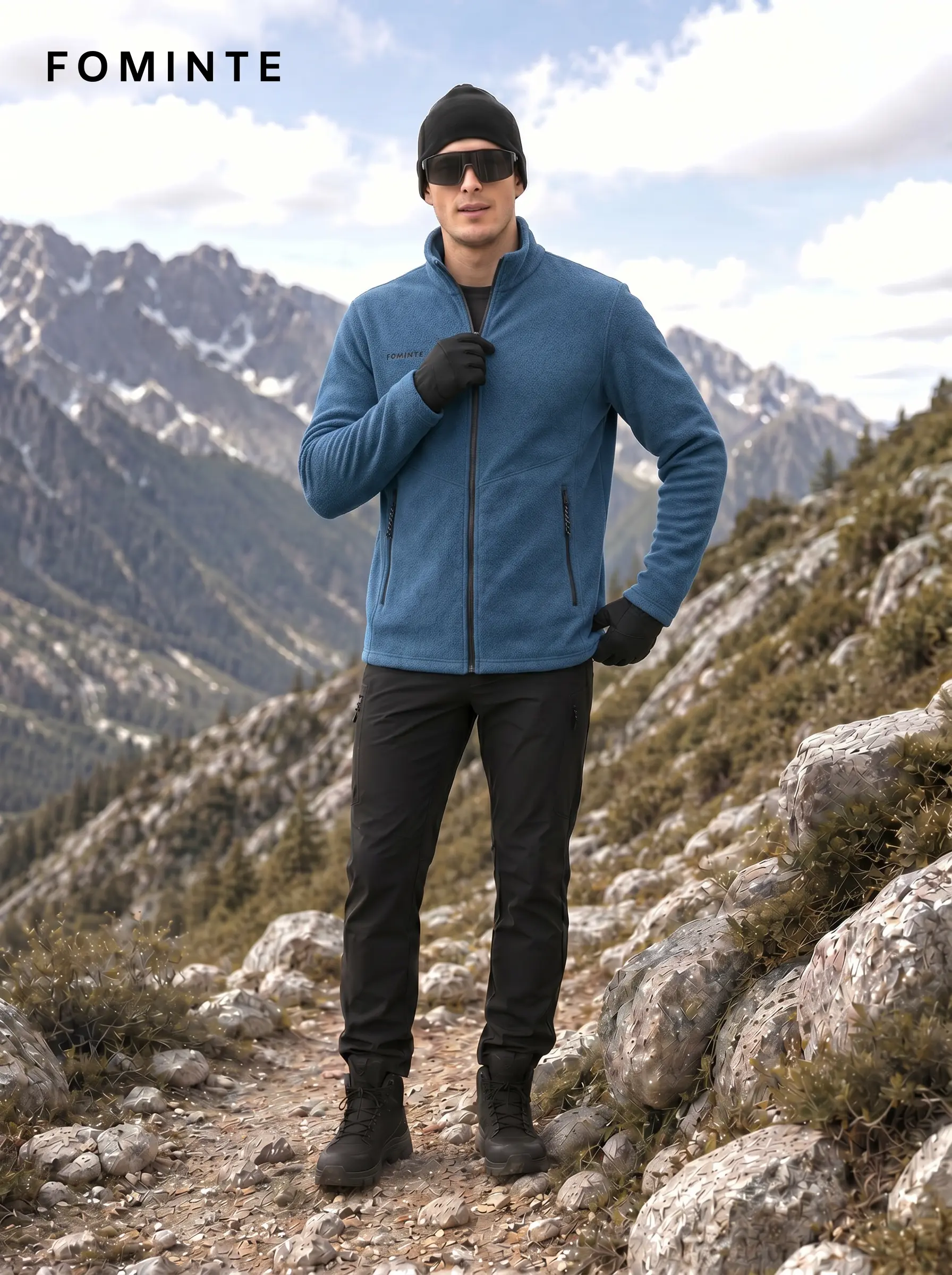 Men's Grey Coffee Technical fleece Hiking Jacket