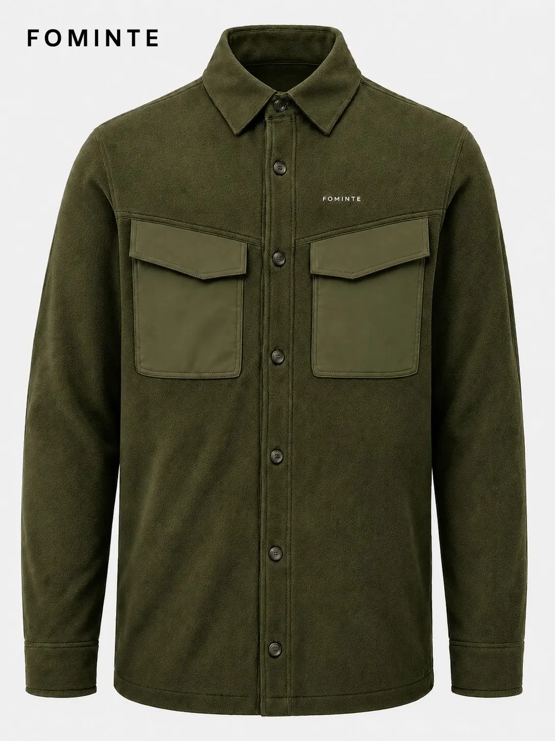 Men's Olive Green Chest Pocket fleece Jacket
