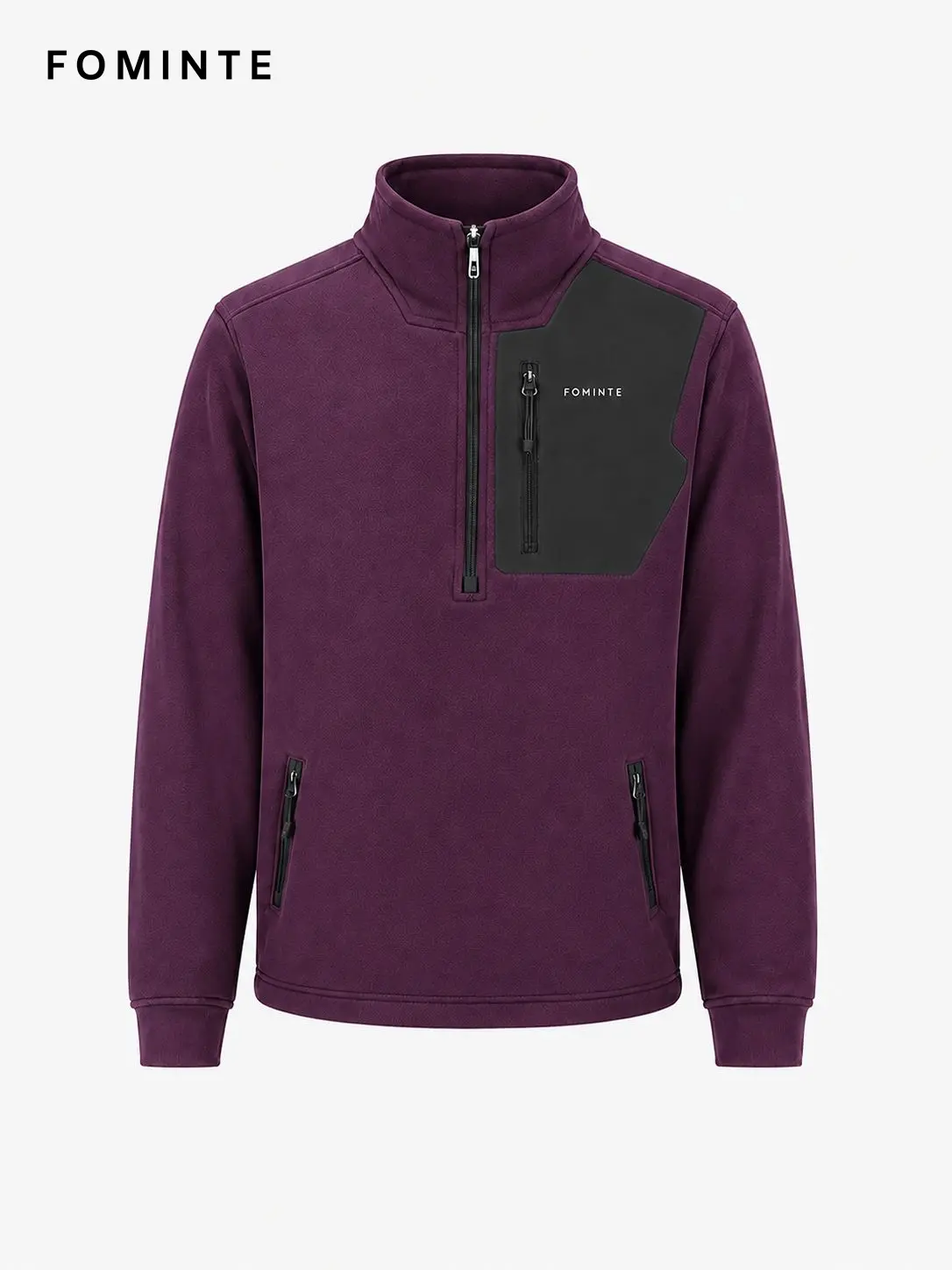 Women's Purple Stand Collar Hiking Quarter-Zip Fleece Hoodie
