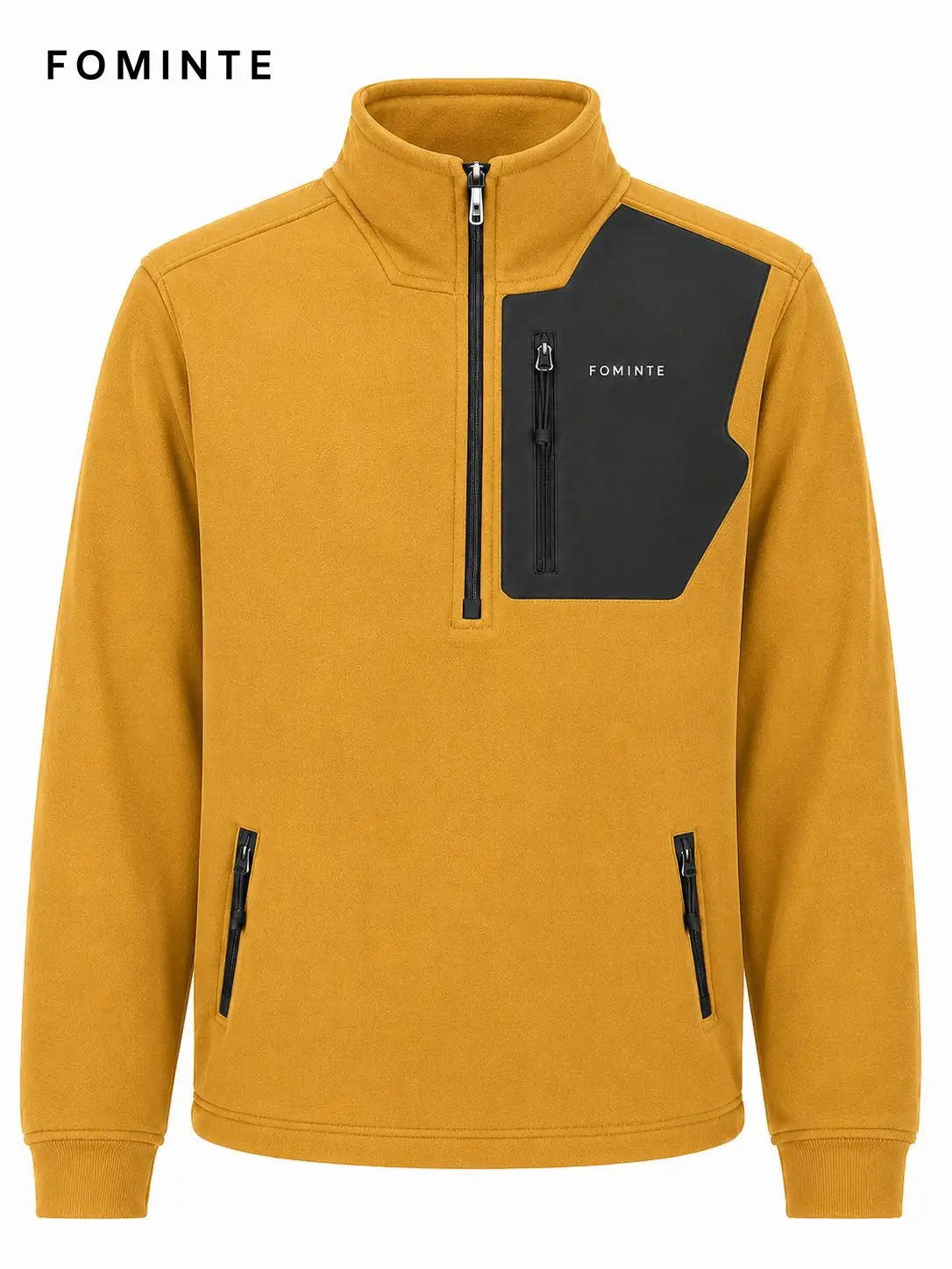 Women's Ginger Yellow Stand Collar Hiking Quarter-Zip Fleece Hoodie