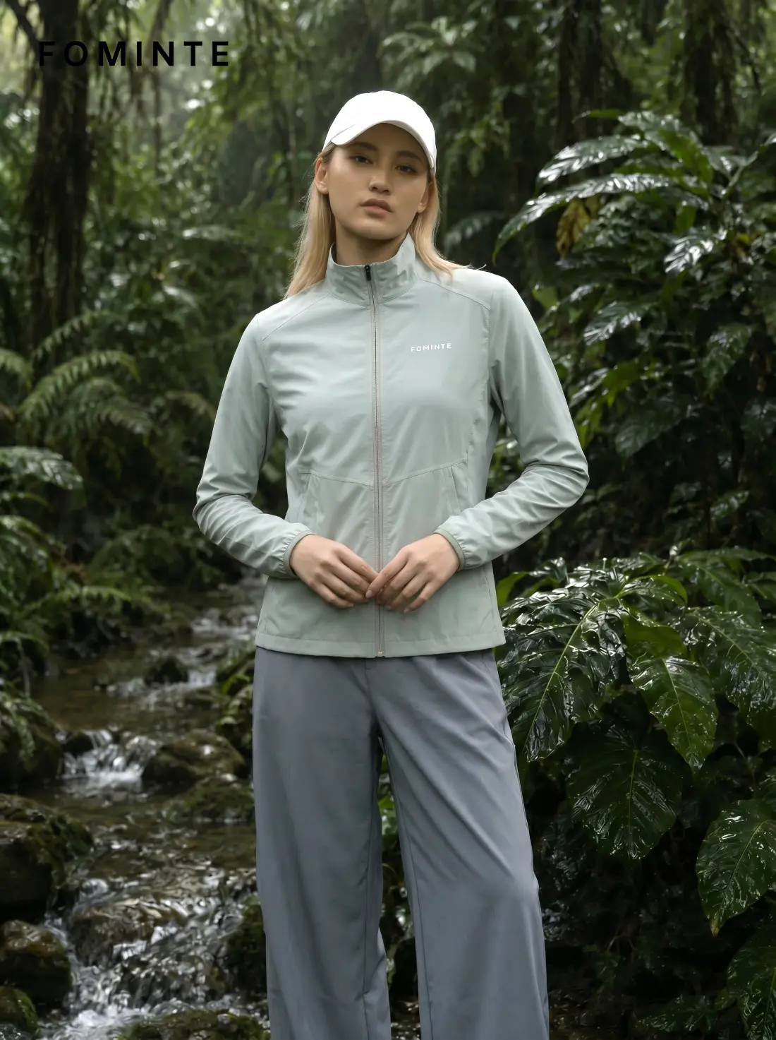 Women's Pasture Green Stand Collar Softshell Jacket