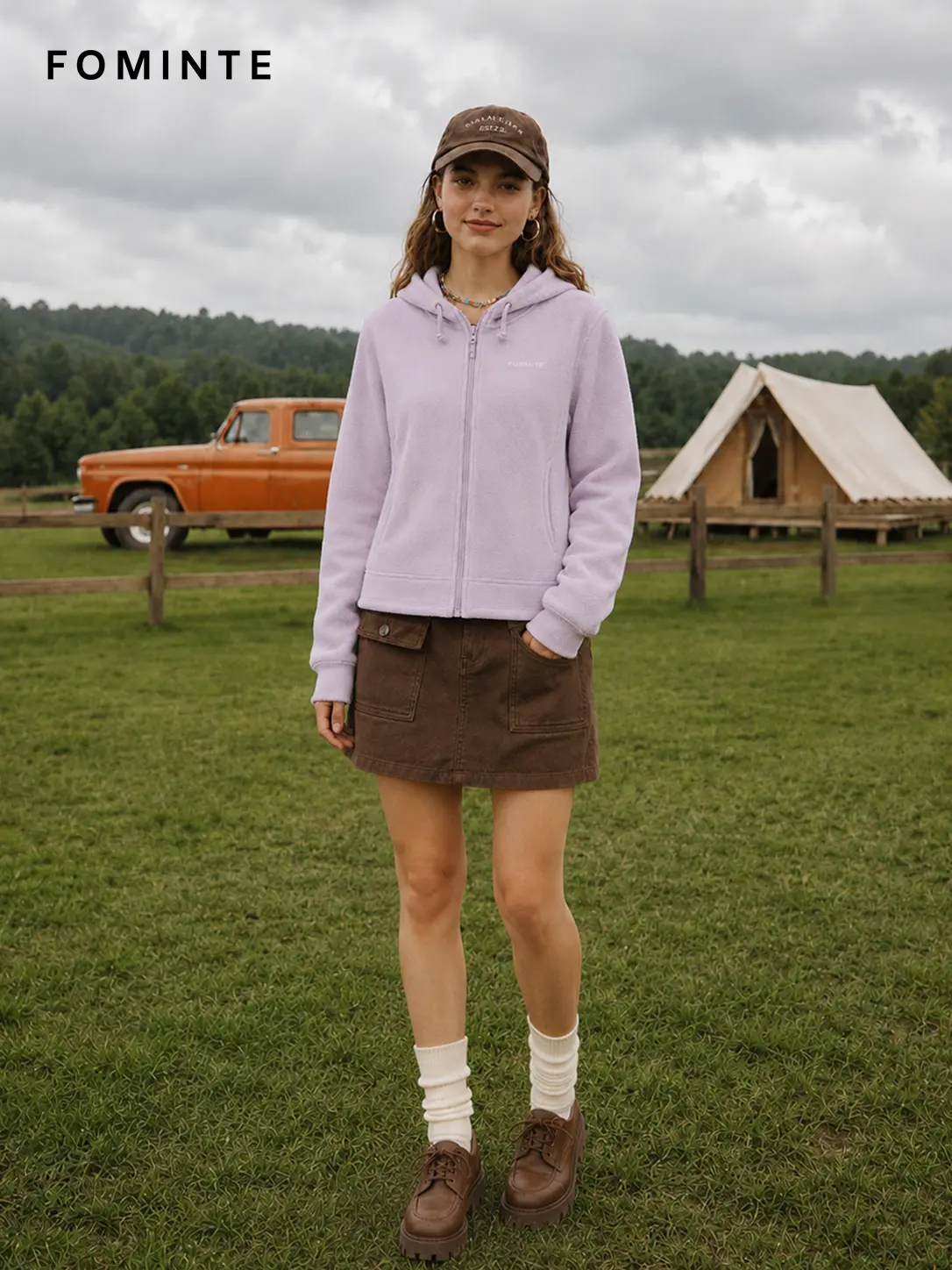 Women's Pink Purple Hooded Full-Zip Fleece Jacket