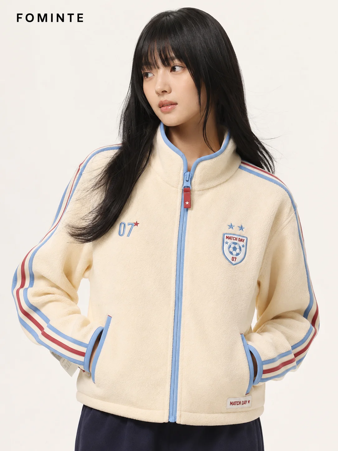 Fleece Stand Collar Cardigan - Solid Color Wholesale Custom Sportswear - FM0802000401-4