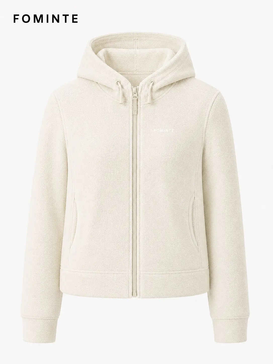 Women's Off White Hooded Full-Zip Fleece Jacket