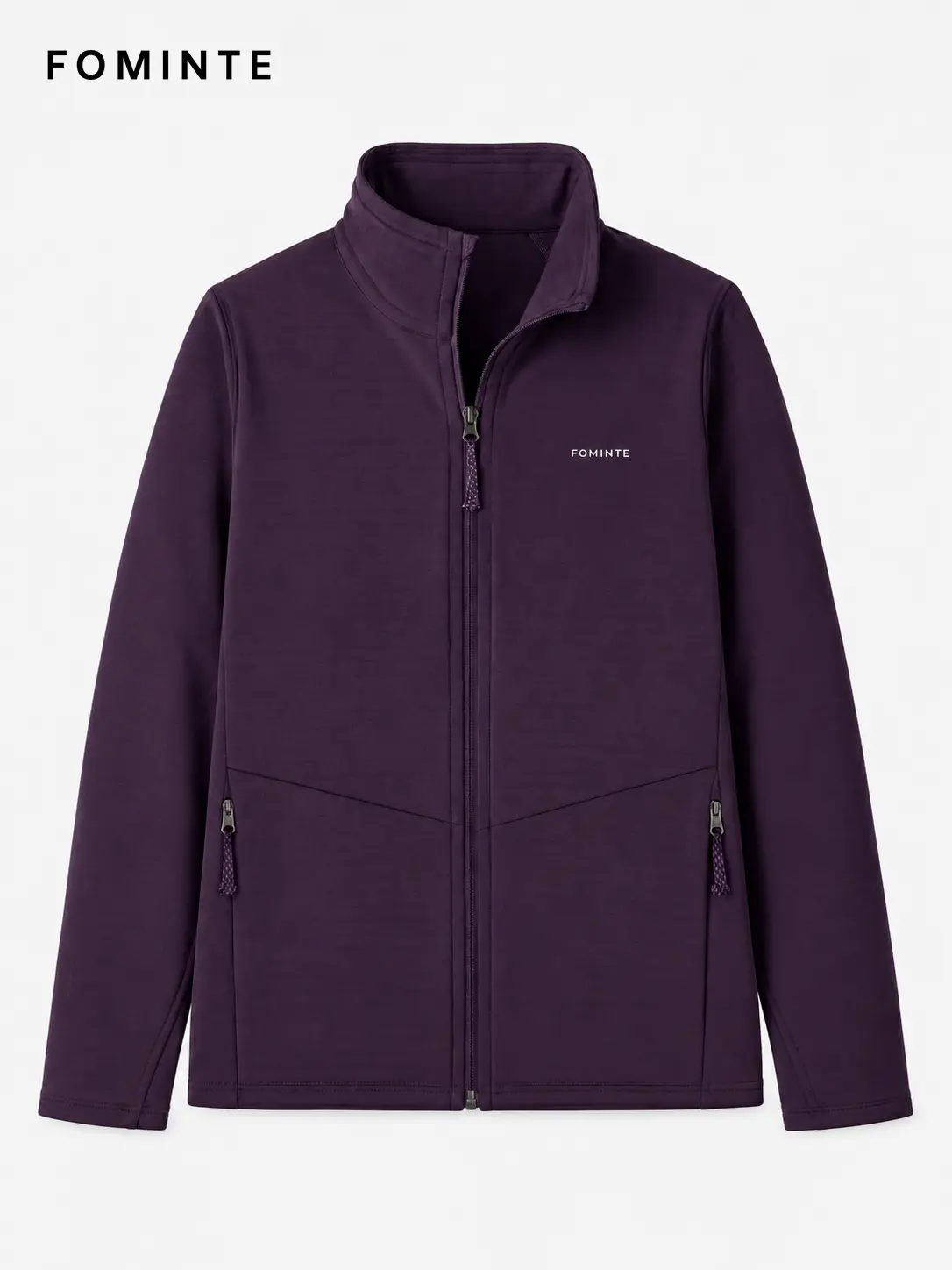 Women's Grape Purple Stand Collar Full-Zip Fleece Jacket