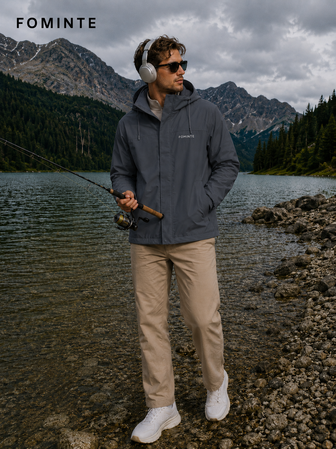 Dark Charcoal Men's Hooded Softshell Jacket Wholesale Custom Outerwear - FM0802000441-2