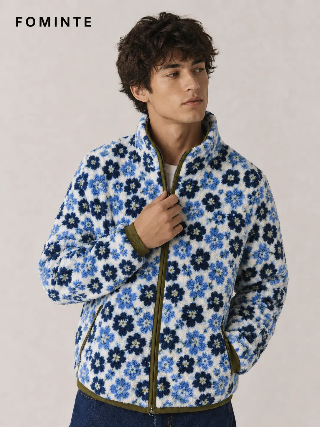 Fleece High Collar Full-Zip Jacket - All-Over Print Wholesale Custom Sportswear - FM0801000412-3
