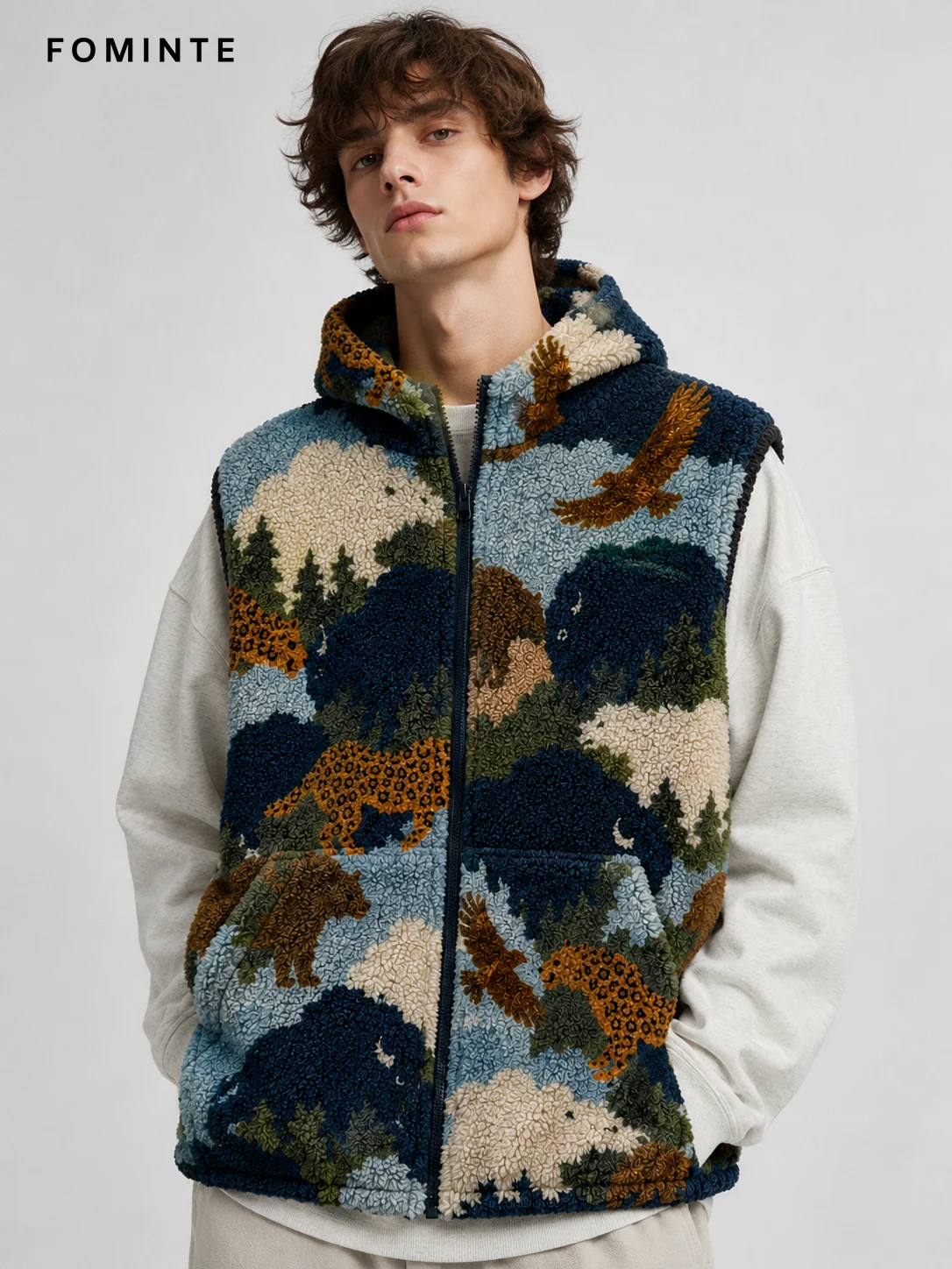 Fleece Hooded Vest - All-Over Print Wholesale Custom Sportswear - FM0802000400-2